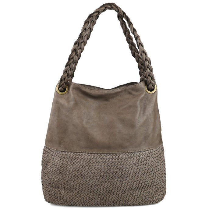 Damen Leder Handtasche Geflochten – Hobo Shopper Tasche Echtleder