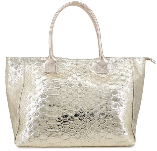Edle Damen Leder Handtasche Schlangenprägung Shopper Business