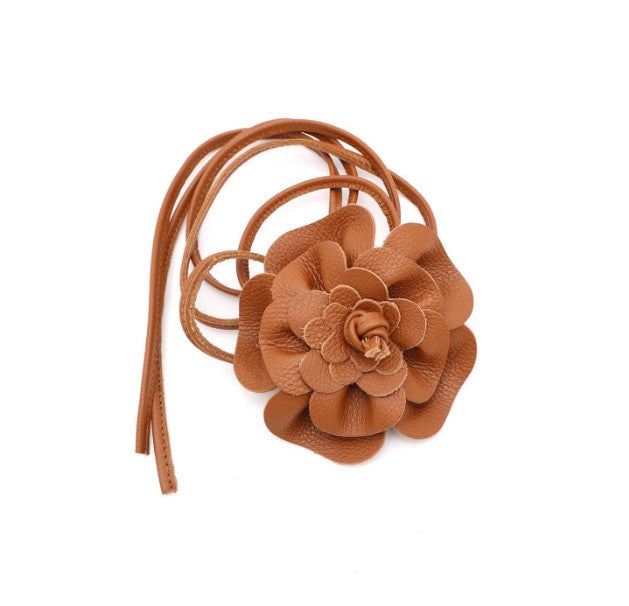 Leder Bindegürtel Blume Echtleder – Taillengürtel Obi Gürtel Onesize