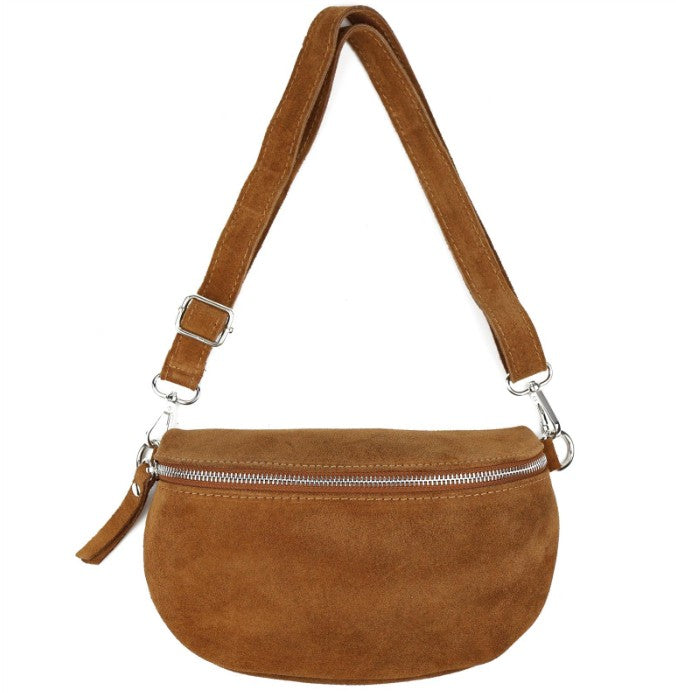Damen Wildleder Crossbody Tasche Bauchtasche Umhängetasche Echtleder M