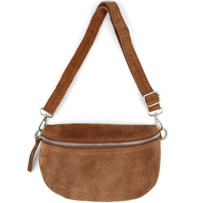 Damen Wildleder Crossbody Tasche Bauchtasche Umhängetasche Echtleder M