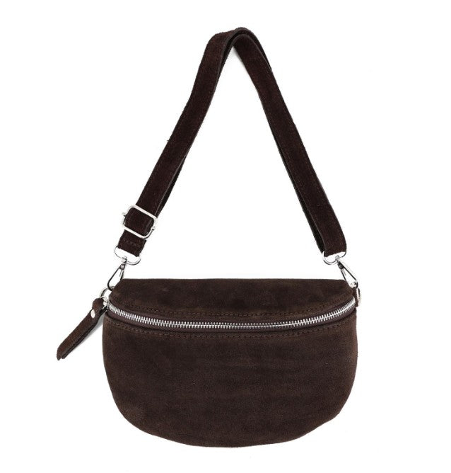 Damen Wildleder Crossbody Tasche Bauchtasche Umhängetasche Echtleder M