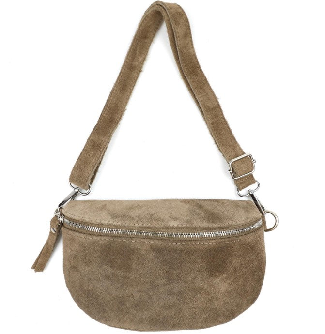 Damen Wildleder Crossbody Tasche Bauchtasche Umhängetasche Echtleder M