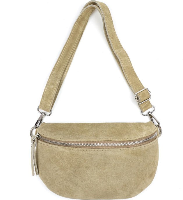 Damen Wildleder Crossbody Tasche Bauchtasche Umhängetasche Echtleder M