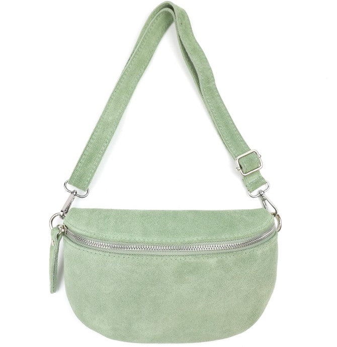 Damen Wildleder Crossbody Tasche Bauchtasche Umhängetasche Echtleder M
