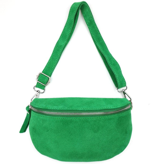 Damen Wildleder Crossbody Tasche Bauchtasche Umhängetasche Echtleder M