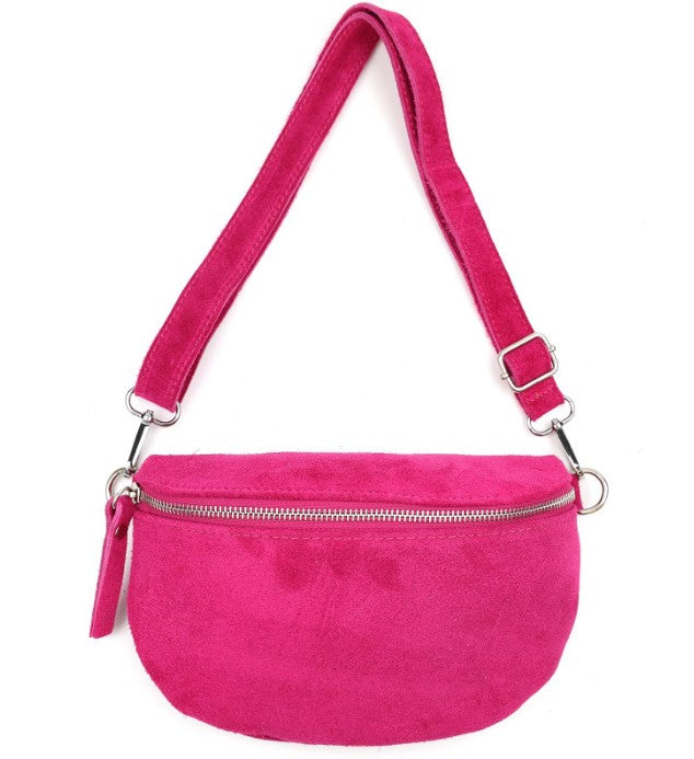 Damen Wildleder Crossbody Tasche Bauchtasche Umhängetasche Echtleder M