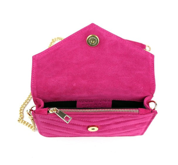 Wildleder Clutch Damen Elegante Abendtasche Echtleder Tasche Klein