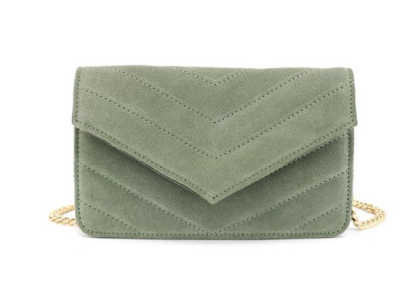 Wildleder Clutch Damen Elegante Abendtasche Echtleder Tasche Klein
