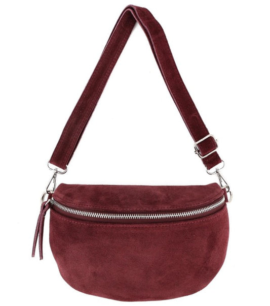 Damen Wildleder Crossbody Tasche M Bauchtasche Umhängetasche Leder - mit Farbwahl