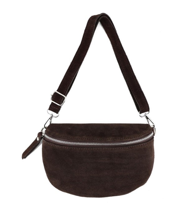 Damen Wildleder Crossbody Tasche M Bauchtasche Umhängetasche Leder - mit Farbwahl