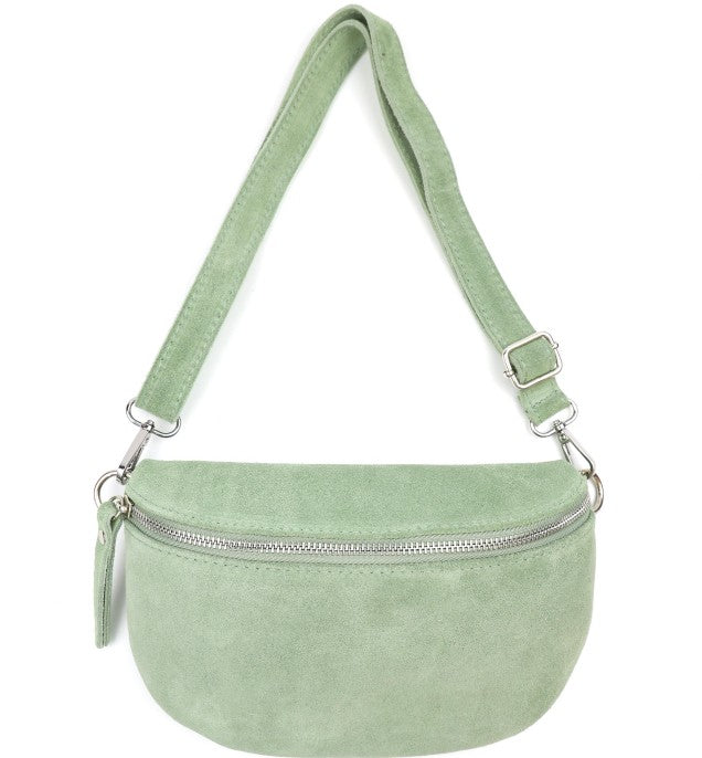 Damen Wildleder Crossbody Tasche M Bauchtasche Umhängetasche Leder - mit Farbwahl