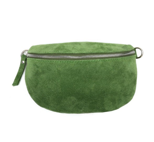 Damen Wildleder Crossbody Tasche M Bauchtasche Umhängetasche Leder - mit Farbwahl