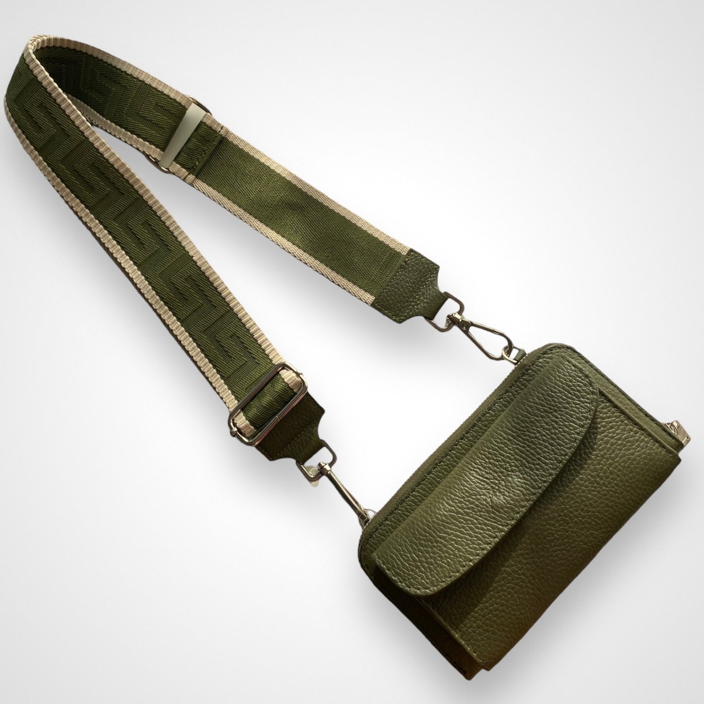 Leder Handytasche, Portemonnaie Umhängetasche, Crossbody Bag, Damen Geldbeutel,Brieftasche, Crossbody bag mit Wechselgurt, Schwarz oder Grün