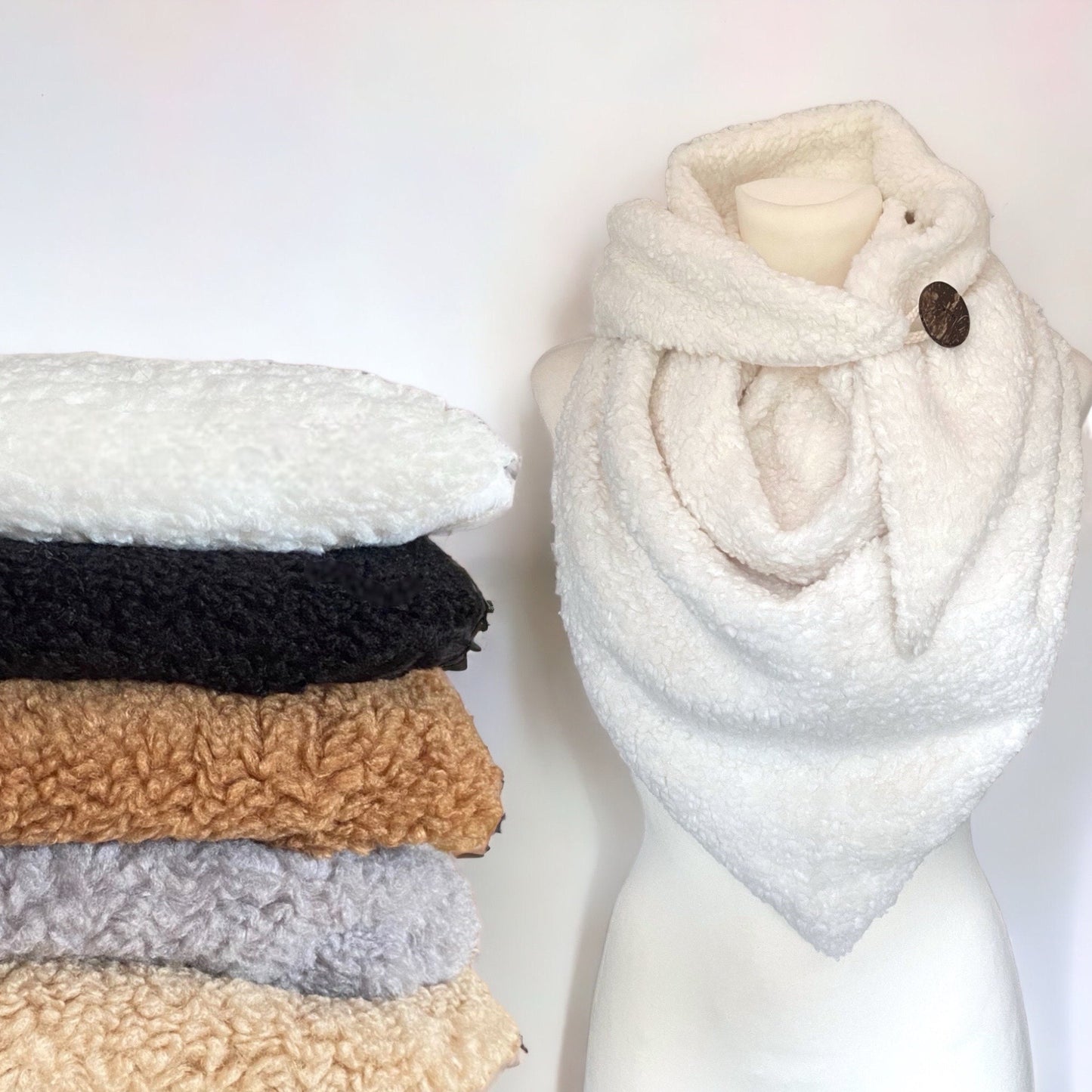Teddy Schal, Damen Schal, Dreieckstuch, Wickelschal, Schal für Frauen, Plüsch Schal, Teddyfell Schal, Winterschal, Schal aus Wolle,Wollschal