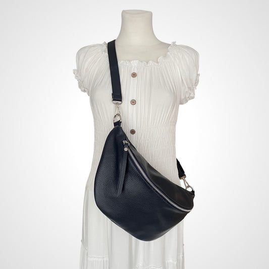 Damen Leder Bauchtasche Crossbody Tasche Echtleder Umhängetasche XL mit Farbwahl