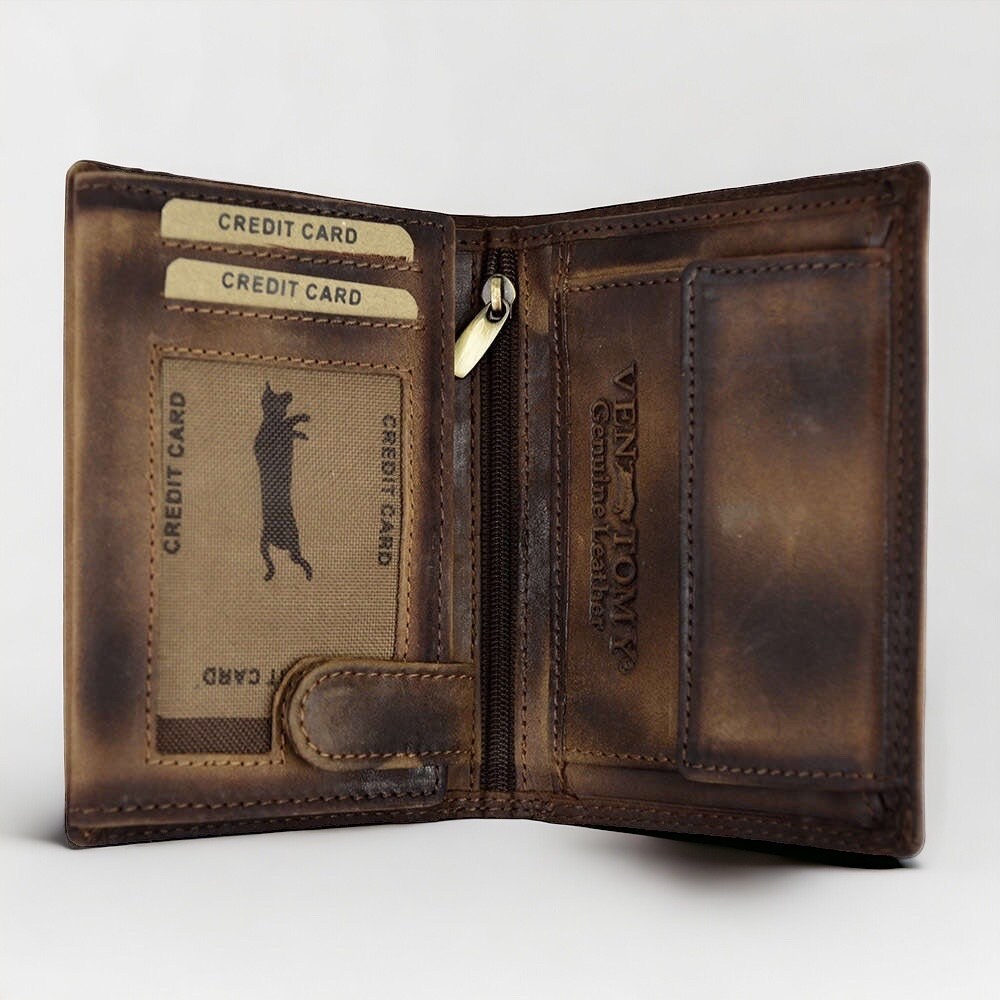 Büffelleder Geldbörse | Männer Portemonnaie | RFID-Schutz | Brieftasche | Adler | hochformat