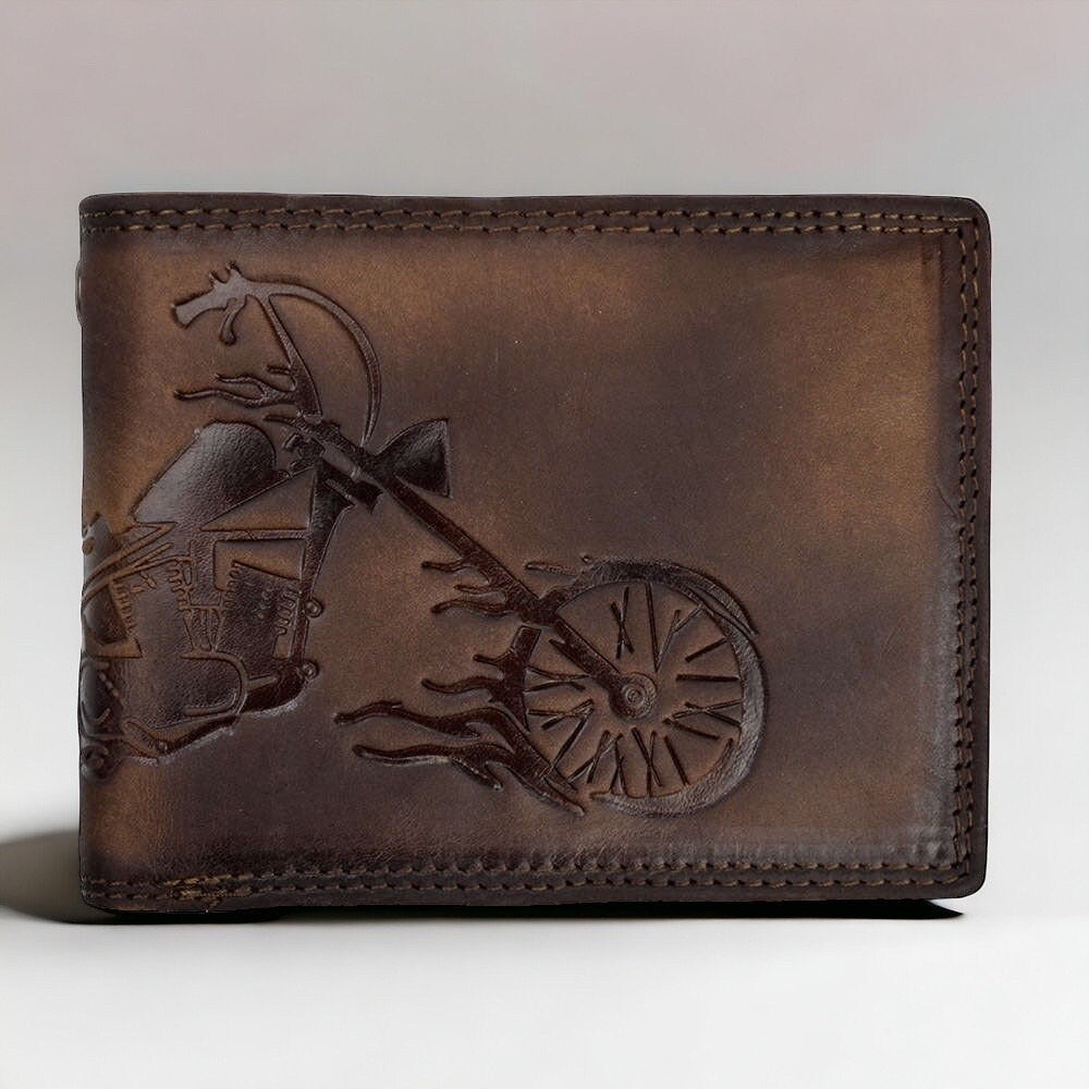 Büffel Leder Geldbörse | Portemonnaie | RFID-Schutz | Herren Brieftasche | Motorrad