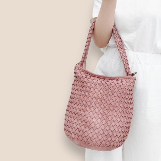 Geflochtene Ledertasche, Crossbody Bag,Handtasche Leder, Umhängetasche Damen, Bucket Bag, Eimertasche, Slouchy Bag, butterweiches Waschleder