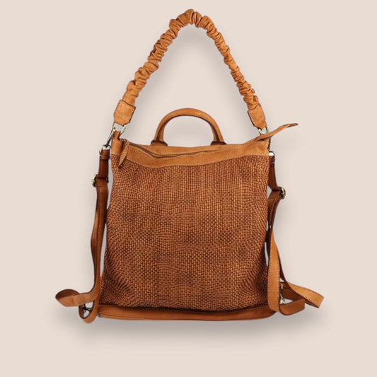 Multifunktionale Leder Rucksack-Tasche 100% echtes Leder, Schultertasche, Umhängetasche, Waschleder, Premium Luxus Kalbsleder, 2 in 1 Tasche