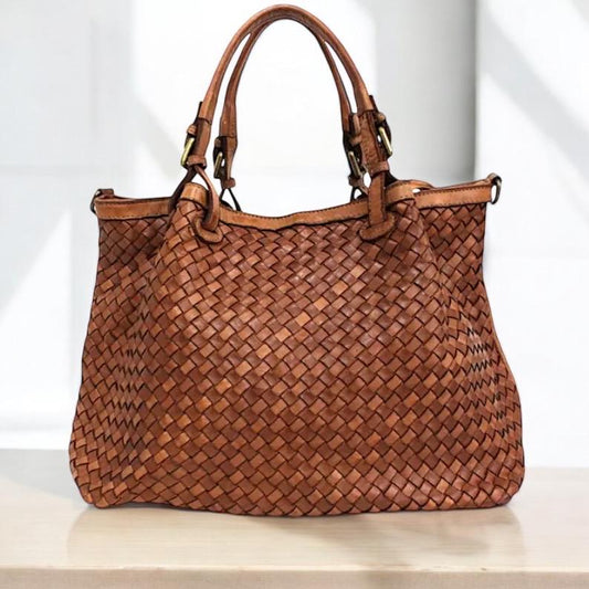 Handtasche Geflochten, Gewaschene Leder Tasche, Hobo bag, große Umhängetasche, gewebte Tasche, Tote Bag, Schultertasche, geflochtenes Leder
