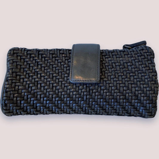 Damen Geflochtene Waschleder Portemonnaie | 19x9 cm | 3 Fächer | Münzfach mit Reißverschluss | 12 Kartenfächer | Erhältlich in 4 Farben