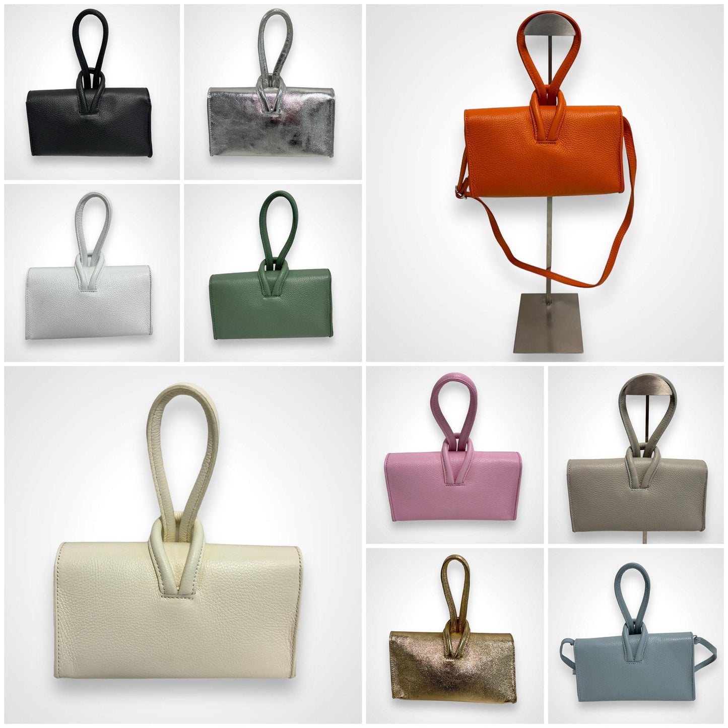 Leder Umhängetasche Damen, Handgefertigt Italienisches Leder, Handtasche Leder, Clutch, Tasche mit Knoten, Ledertasche, Crossbody bag