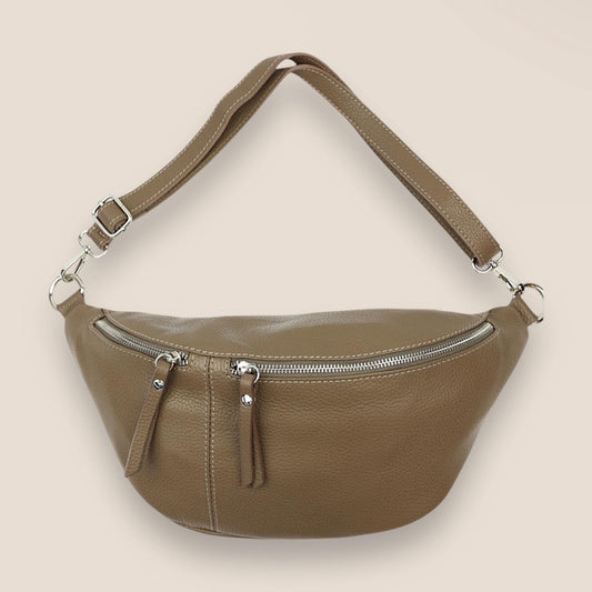 XL Leder Crossbody Bag, Crossbag Leder, Bauchtasche groß, Umhängetasche, Crossbody-taschen, Ledertasche, mit 2 Fächer, Crossbody Tasche