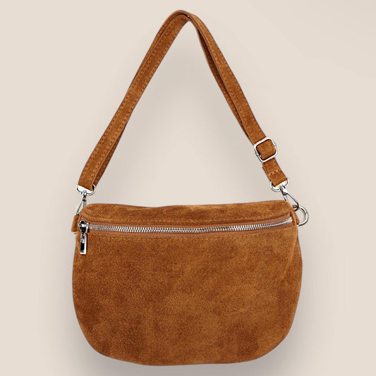 Wildleder Crossbody Bag, Veloursleder, Wildledertasche , Bauchtasche Damen, Umhängetasche Damen, Crossbody-Tasche, Crossbody bag suede, L