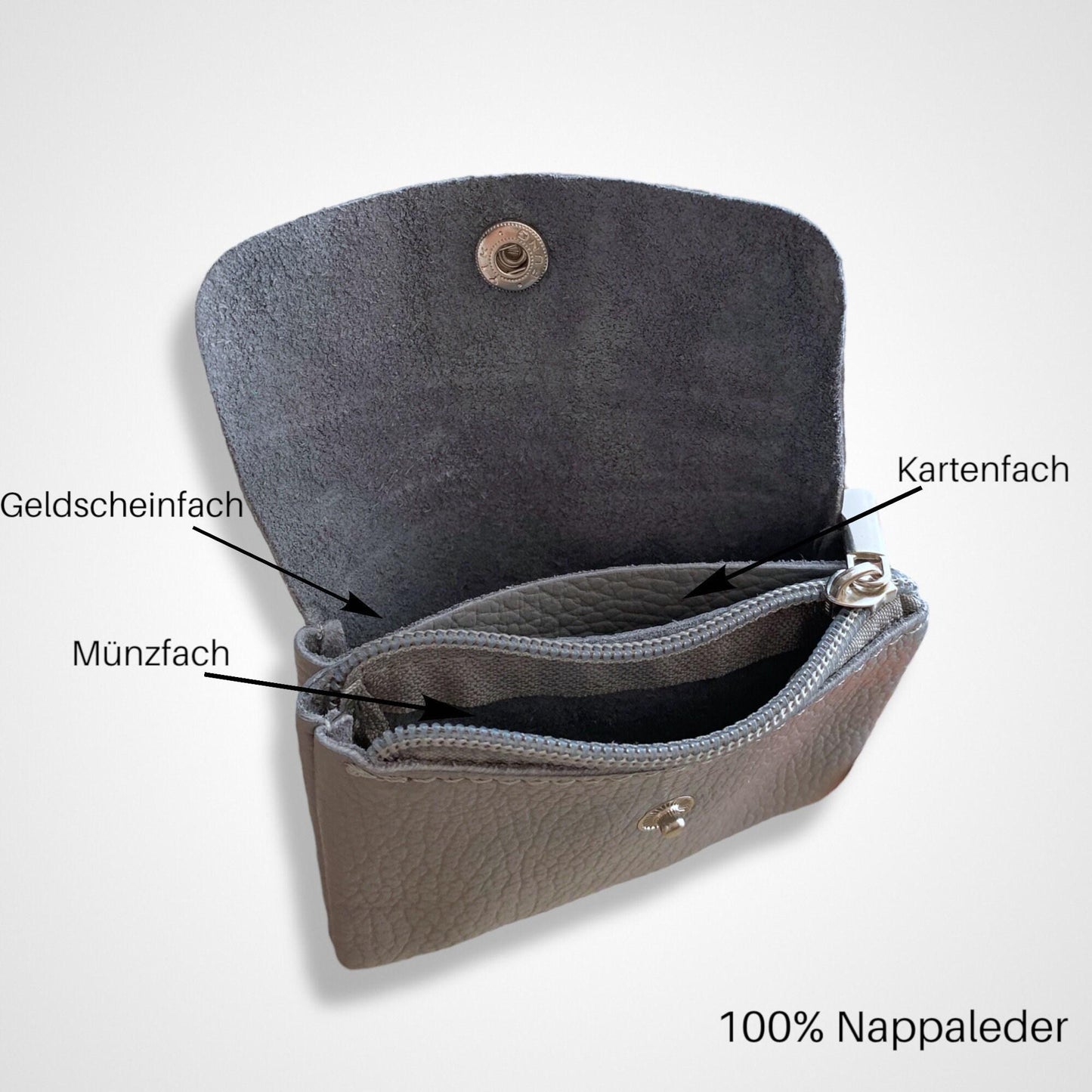 Wildleder Geldbörse Damen Mini Portemonnaie Veloursleder Elegant