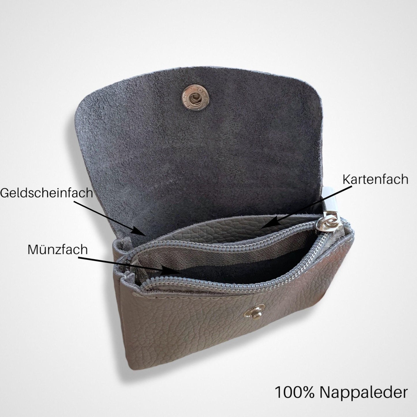 Wildleder Geldbörse Damen Mini Portemonnaie Veloursleder Leopard