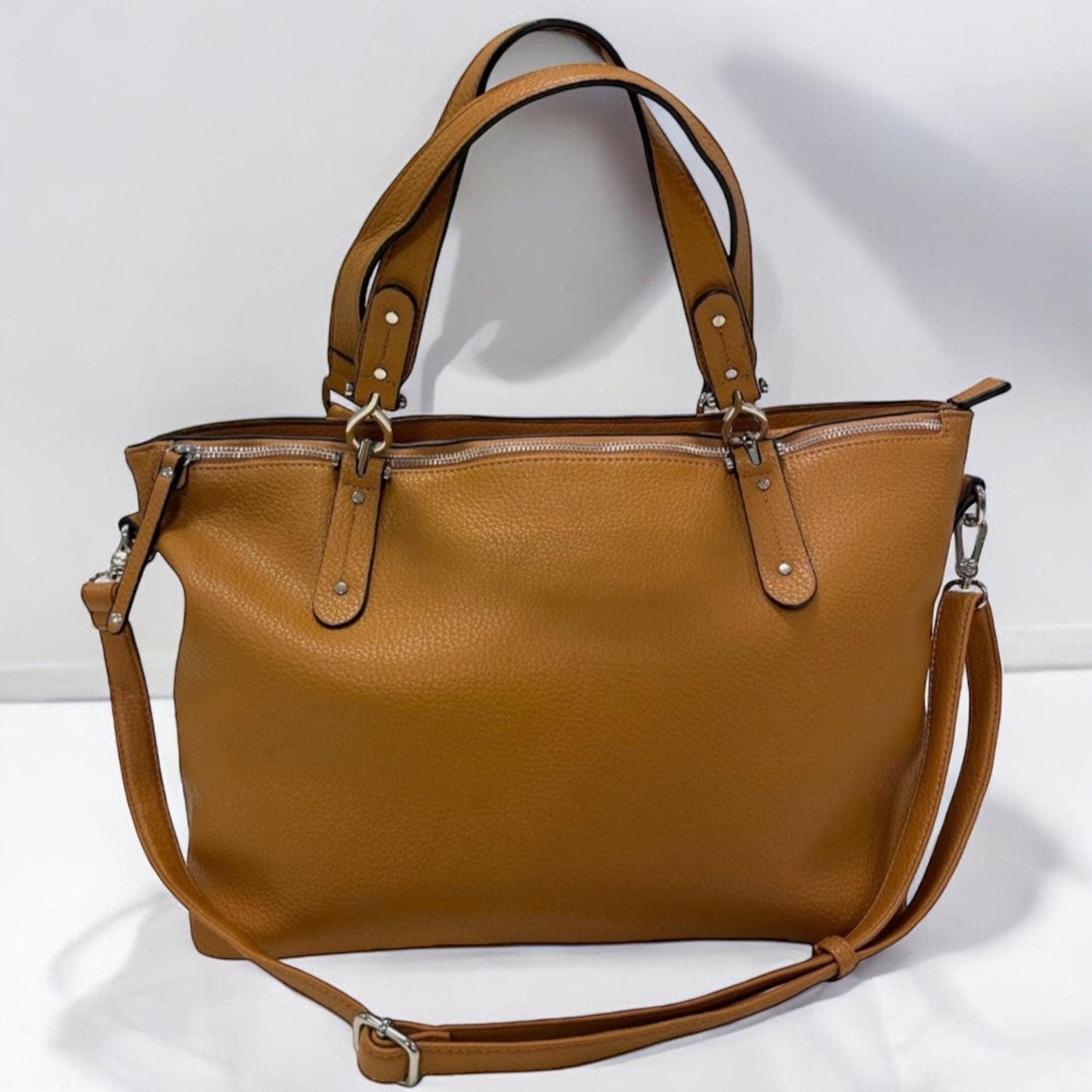 Damen Shopper Tasche XXL – Große Arbeitstasche VEGAN mit vielen Fächern