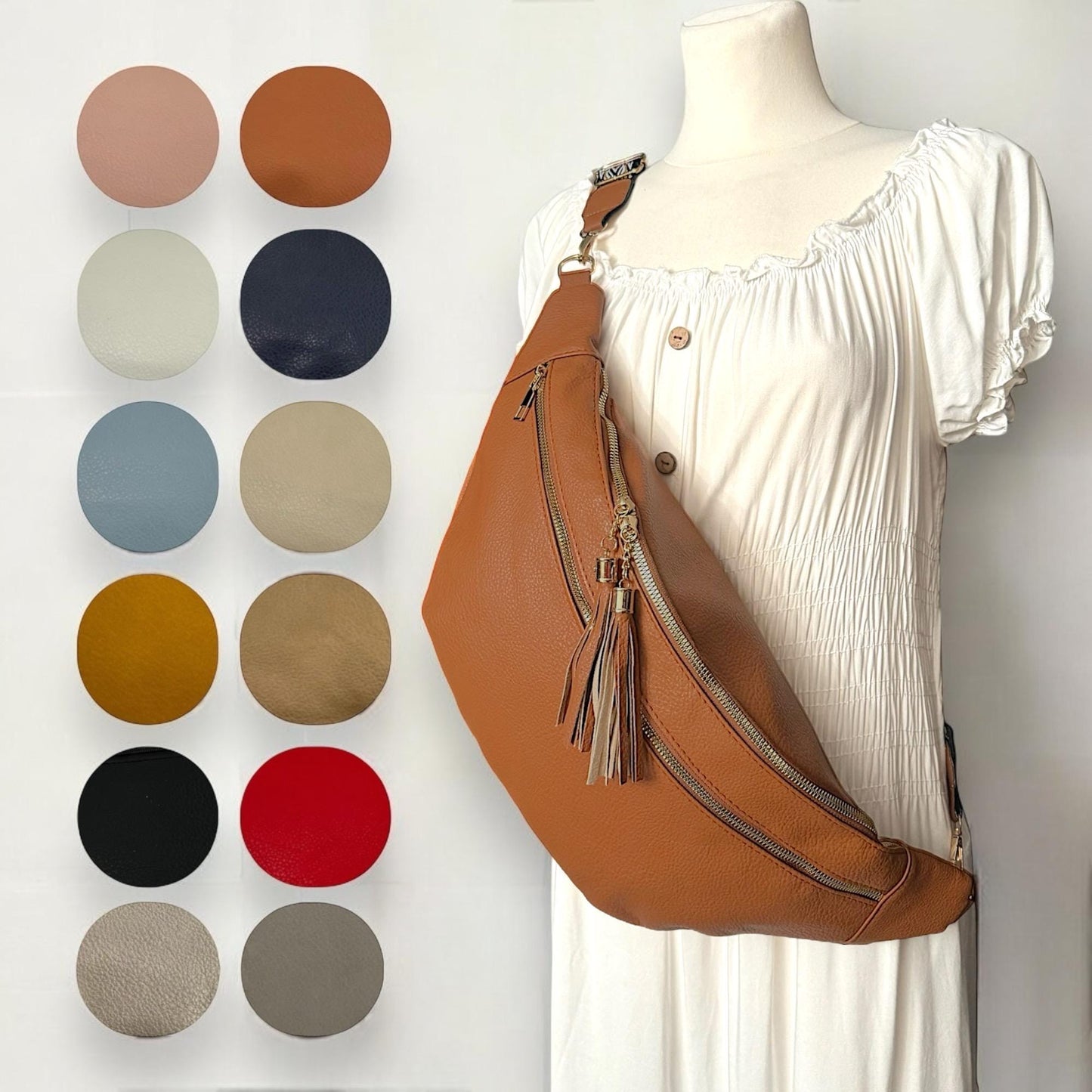 SIMBA, XXL Crossbody Bag, Crossbag, Umhängetasche, Bauchtasche, Slingbag, Hüfttasche, Half Moon Bag, Cross Body Bag, Moon bag | Farbauswahl