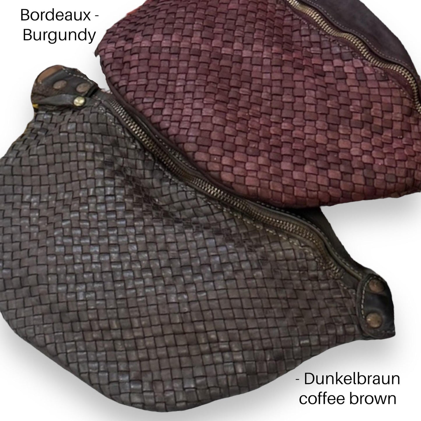 Geflochtene Ledertasche, fein gewebt, butterweiches Premium Leder, Crossbody Bag, Bauchtasche Damen, Umhängetasche, Gürteltasche,Farbauswahl