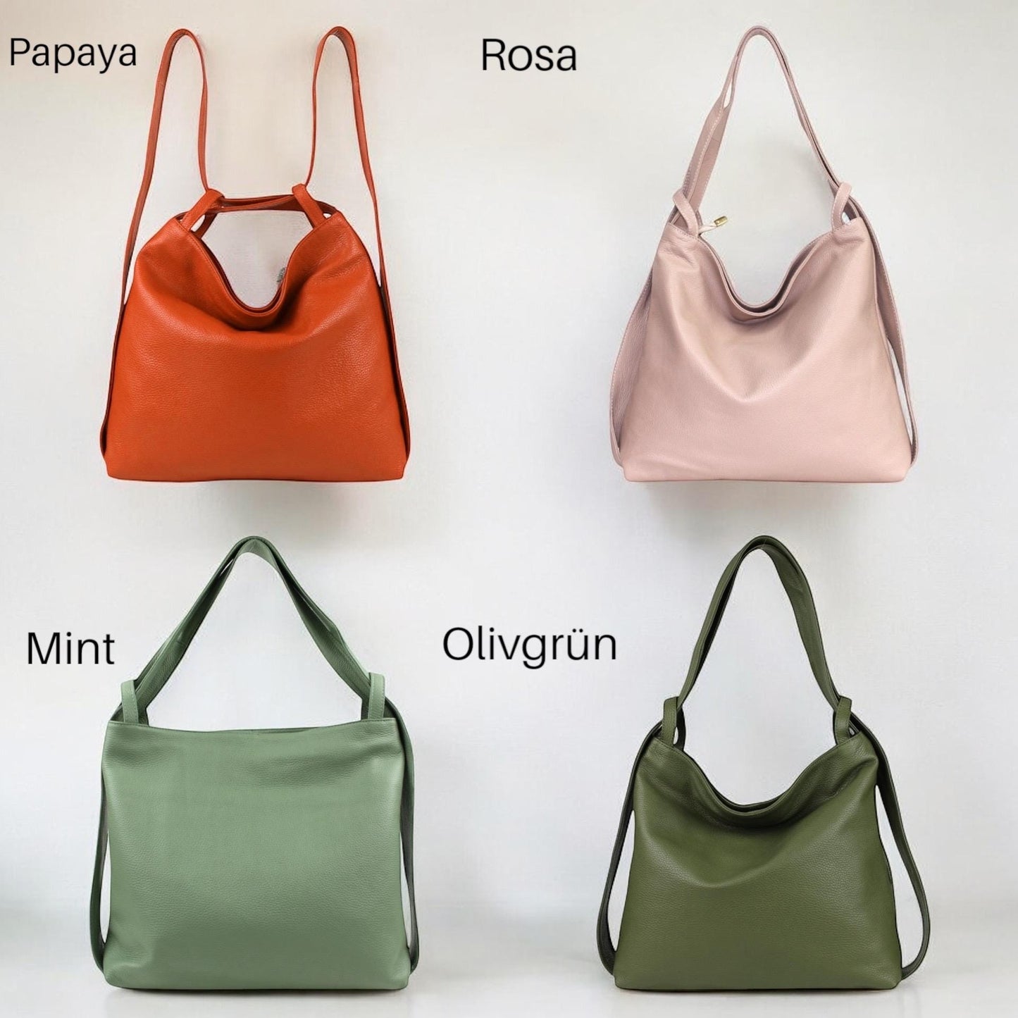 Damen 3-in-1 Ledertasche Echtleder – Rucksack, Schultertasche & Crossbody