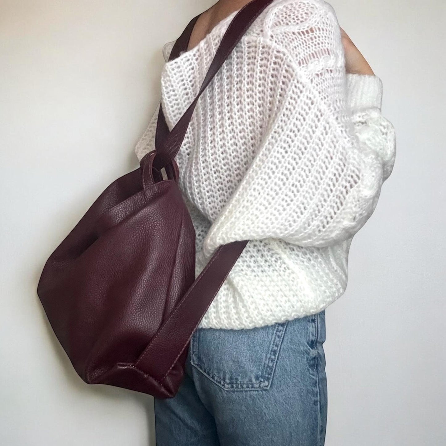 Rucksacktasche Leder, Schultertasche Damen, 2 in 1 Tasche, Handtasche, Rucksack Leder, Shopper, Tragetasche, Einkaufstasche, Business Tasche