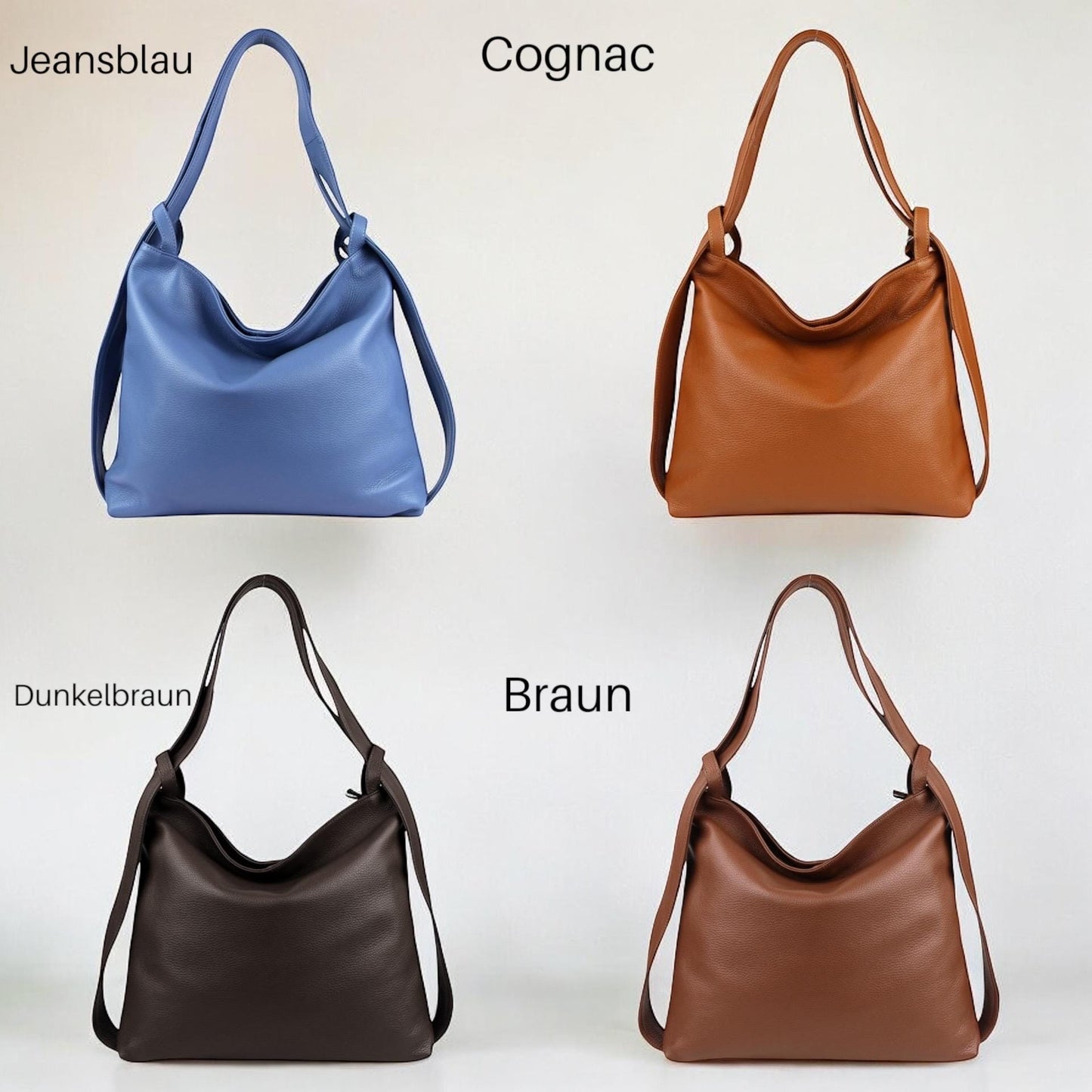Damen 3-in-1 Ledertasche Echtleder – Rucksack, Schultertasche & Crossbody