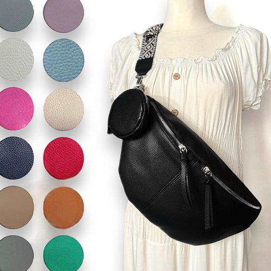 XL Crossbody Bag, Crossbag, Crossbody bag, Bauchtasche vegan, Slingbag, half Moon bag, Crossbody Tasche, Umhängetasche damen, Set, Geschenke