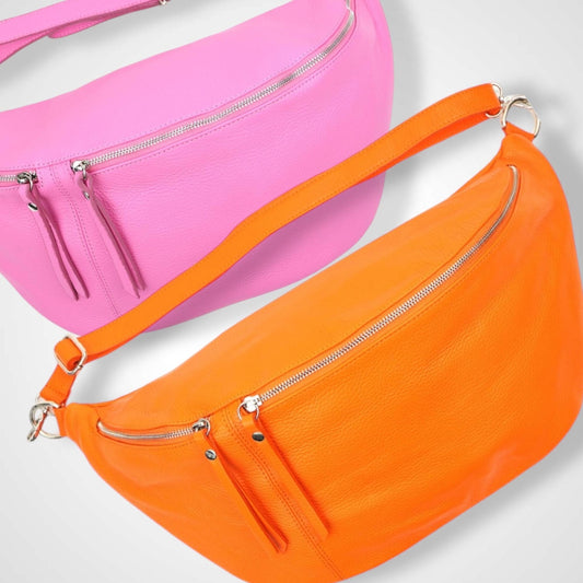 Crossbody Bag Leder, große Bauchtasche, XXL Tasche, Crossbag, Crossbody Tasche, Umhängetasche Damen, Crossover Bag, Slingbag - Farbauswahl