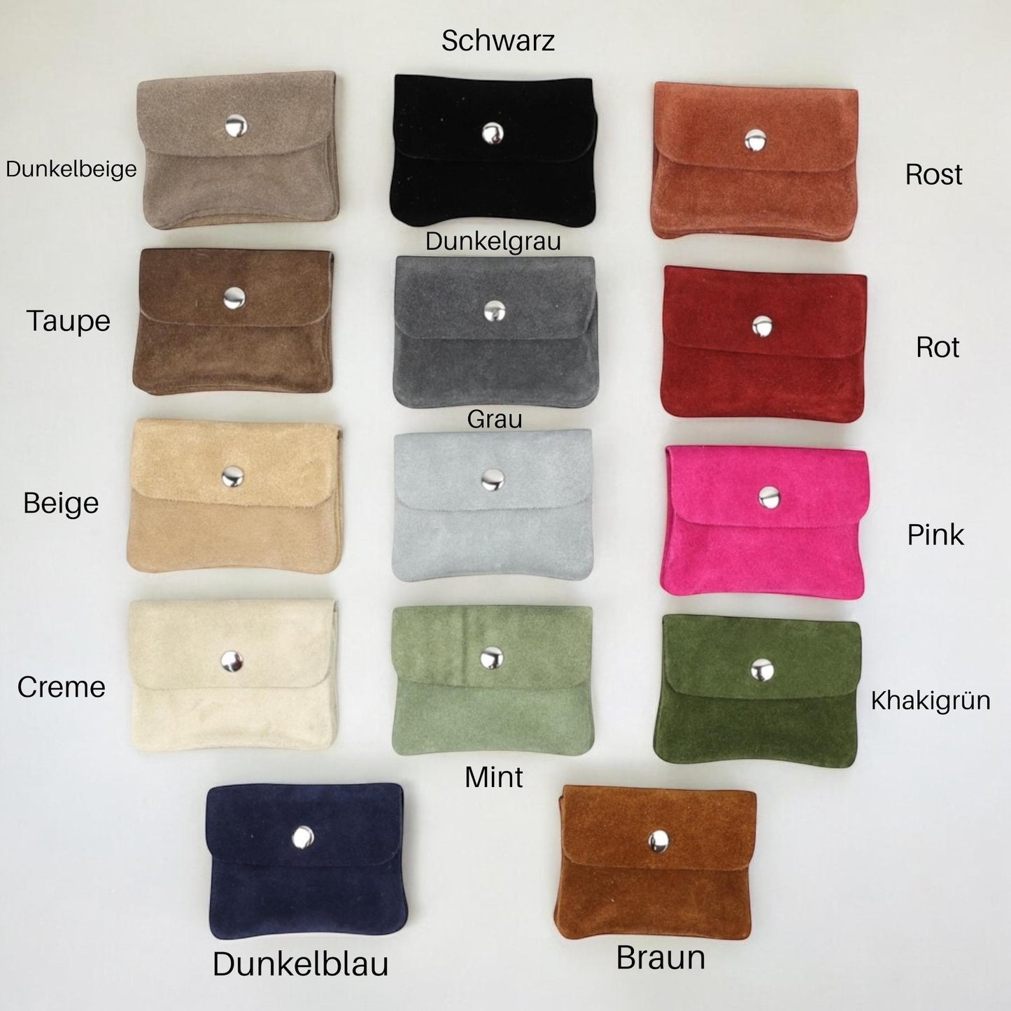 Wildleder Geldbörse Damen Mini Portemonnaie Veloursleder Elegant