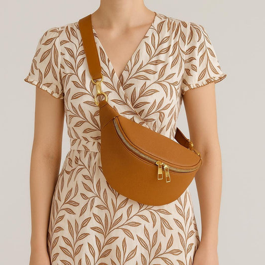 Bauchtasche Leder, mit goldenem Reißverschluss, Ledergurt, Umhängetasche, Geschenke Damen, Gürteltasche, Crossbag, Hüfttaschen