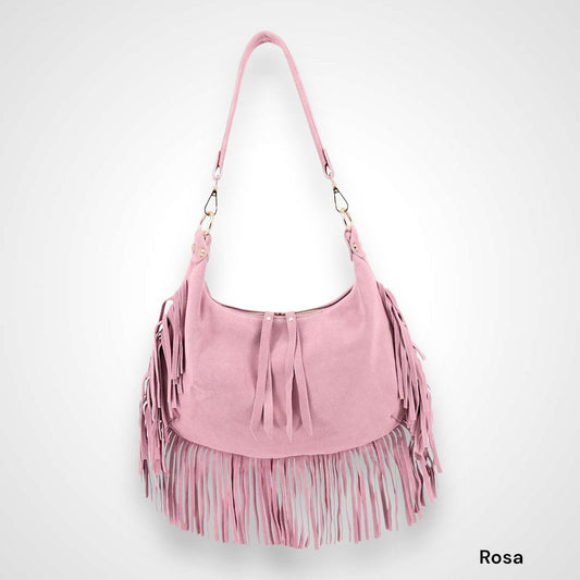 Damen Wildleder Tasche Fransen – Crossbody Baguette Tasche