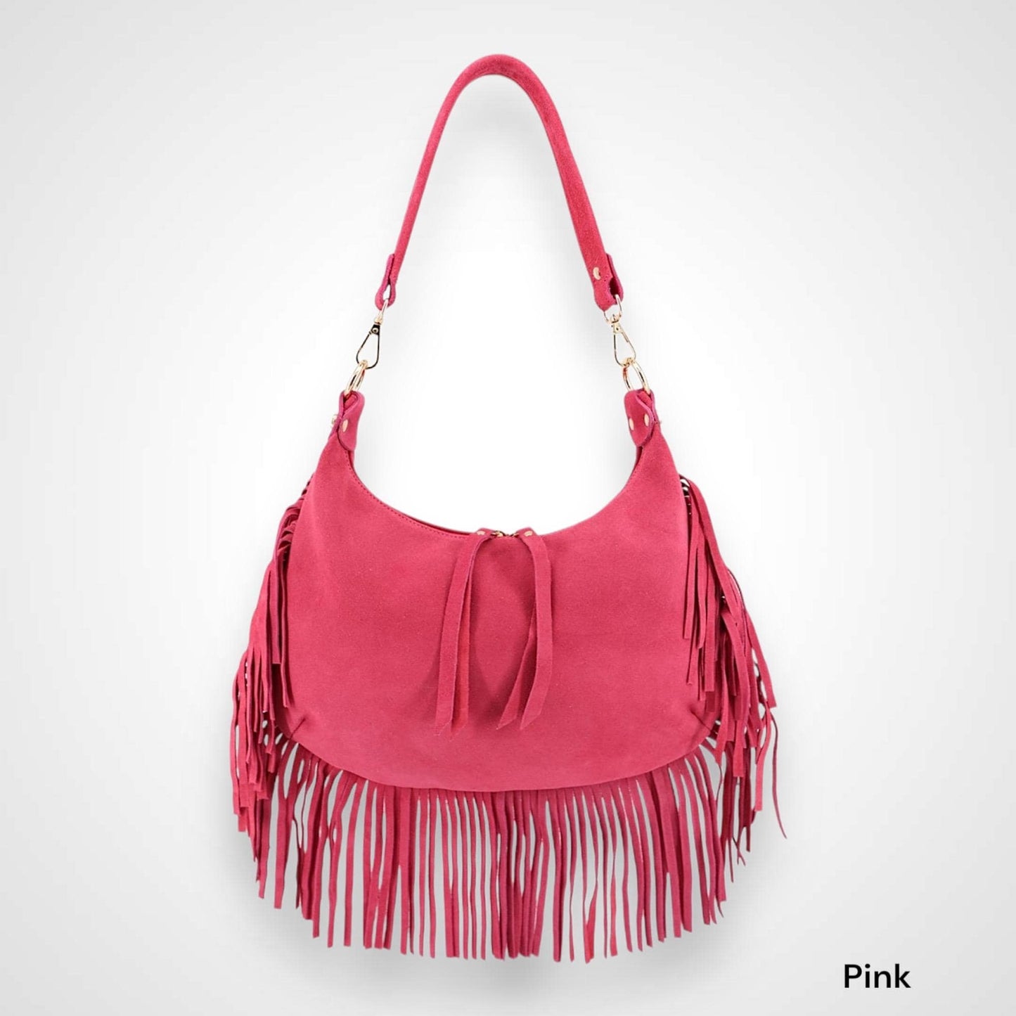 Wildleder Tasche, Umhängetasche mit Fransen, Crossbody Bag, Baguette bag, Clap Bag, Veloursleder, Schultertasche, Ledertasche Damen