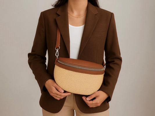 Tasche Stroh, Bauchtasche Leder, Crossbody Bag, Umhängetasche Damen, Raffia Tasche, Hüfttaschen, Gürteltasche, Häkeltasche, Ledertasche