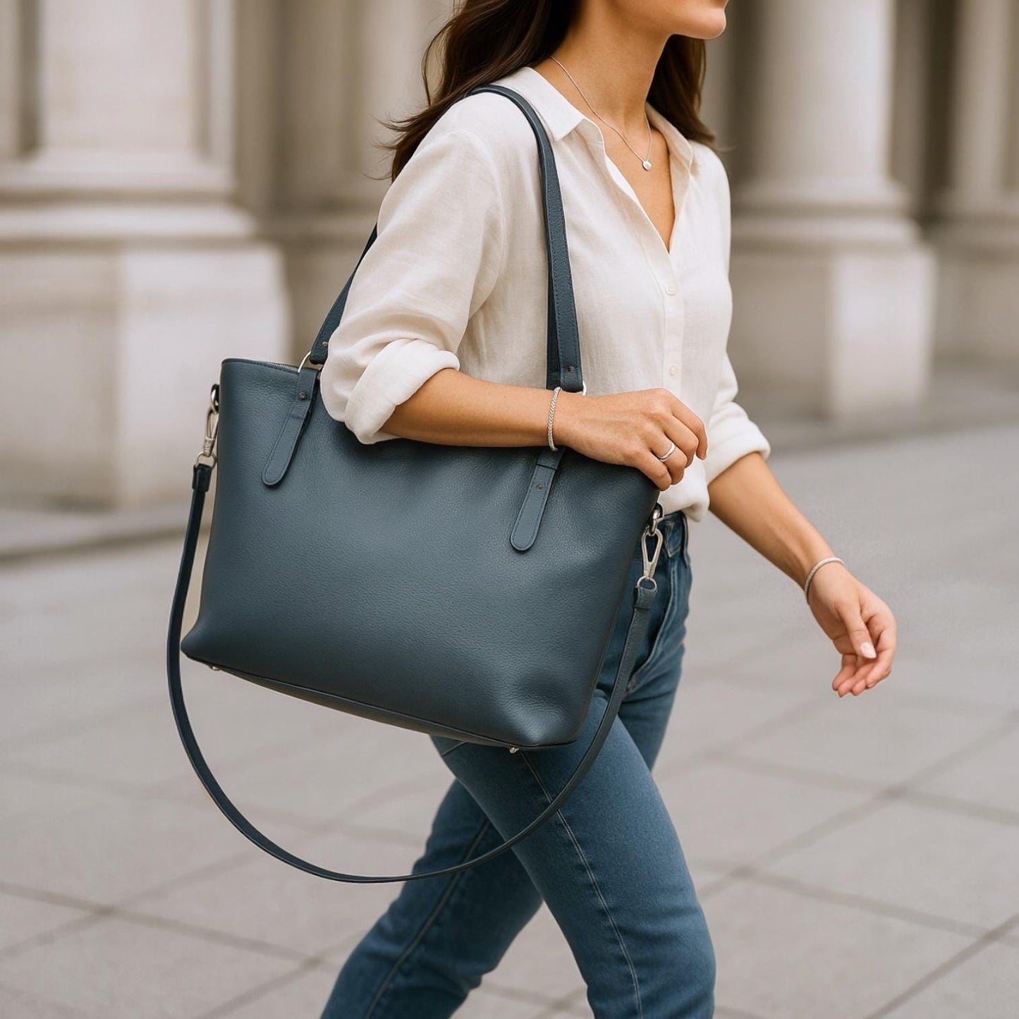 Damen Shopper Tasche XXL – Große Arbeitstasche VEGAN mit vielen Fächern