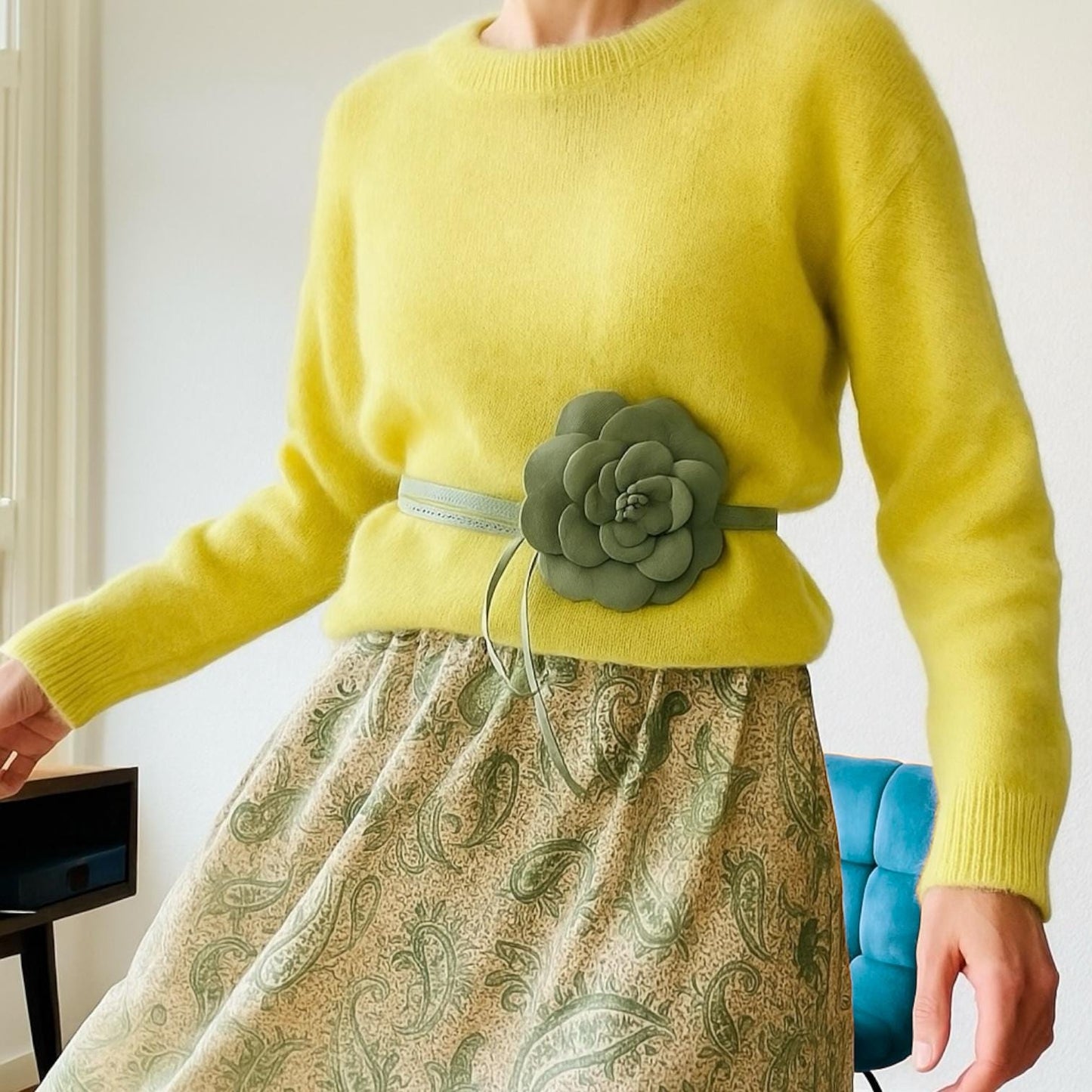 Leder Bindegürtel Blume Echtleder – Taillengürtel Obi Gürtel Onesize