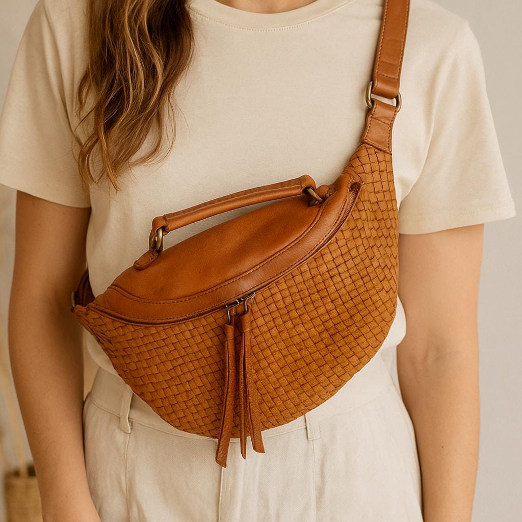 Damen Bauchtasche Leder – Crossbody Tasche Italienisches Kalbsleder