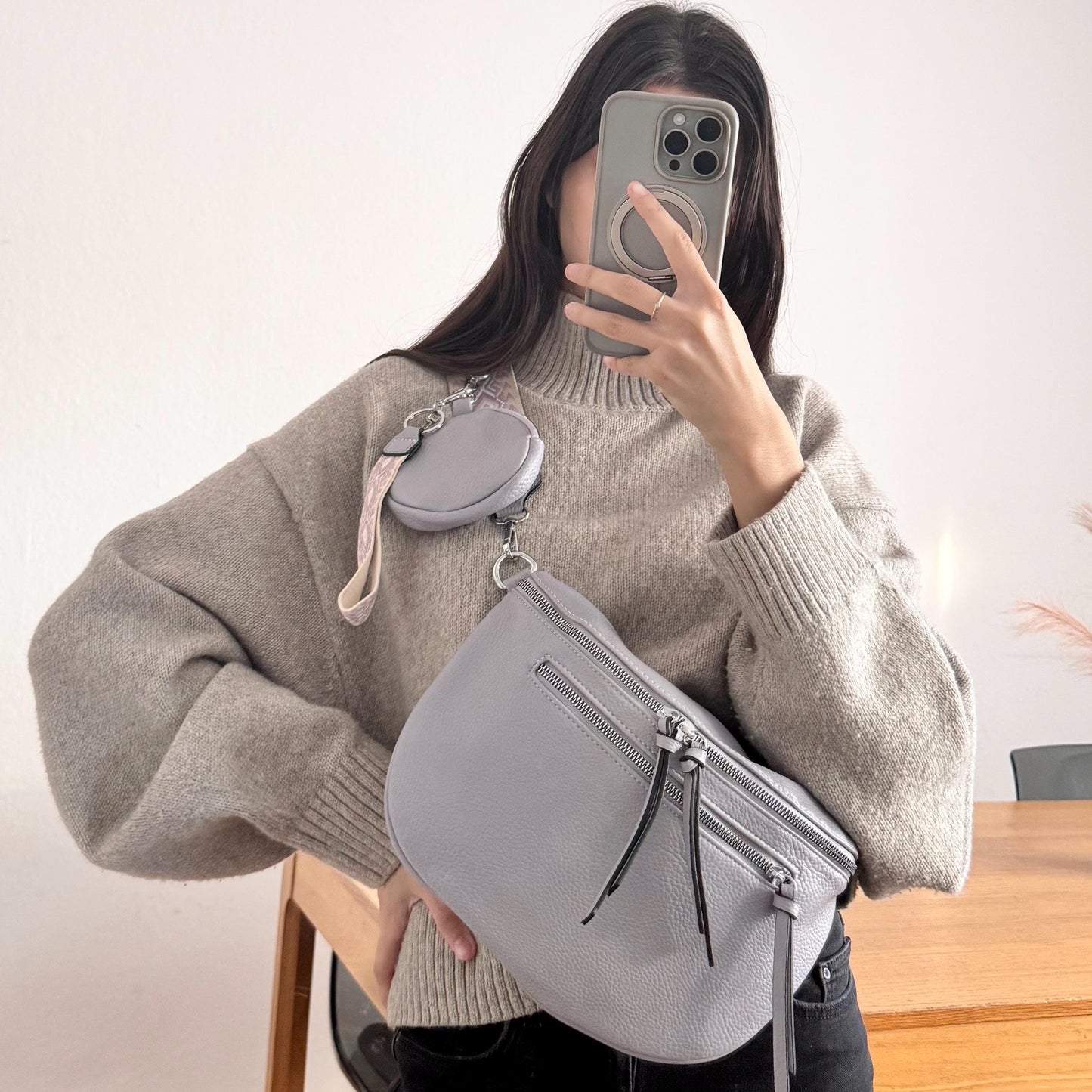 Damen Crossbody Set Flieder – Bauchtasche mit Geldbörse & Wechselgurt VEGAN