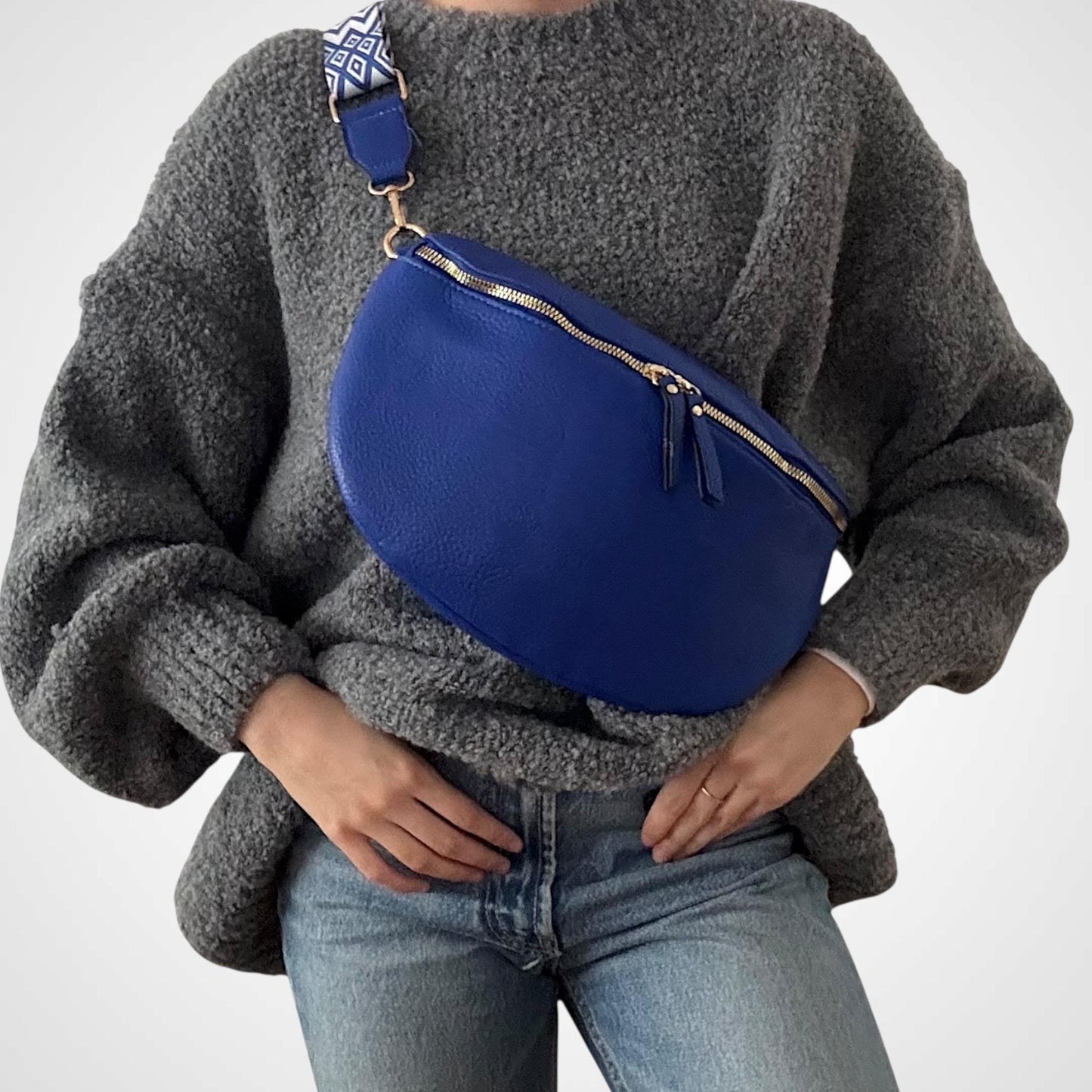 Damen Crossbody Tasche Groß Royalblau – Umhängetasche Blau VEGAN