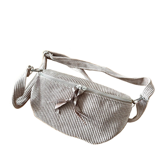 Damen Cord Bauchtasche – Crossbody Tasche Beige & Taupe Alltag